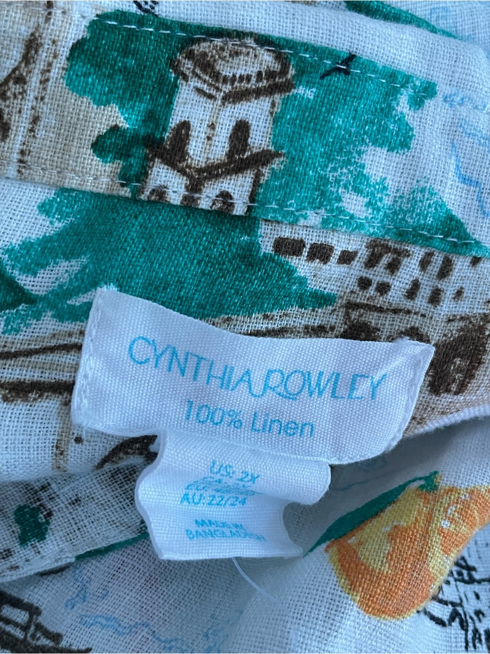 Cynthia Rowley Amalfi Coast Linen Crop Button Down Shirt Size 2X - Picture 5 of 6